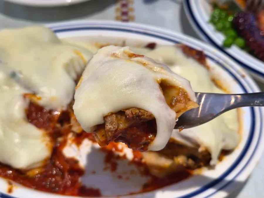 Moist lasagna with ragù sauce and meat