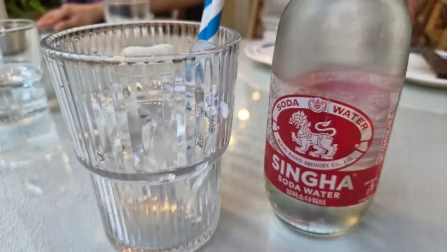 Sanghwa Soda Water with lasagna
