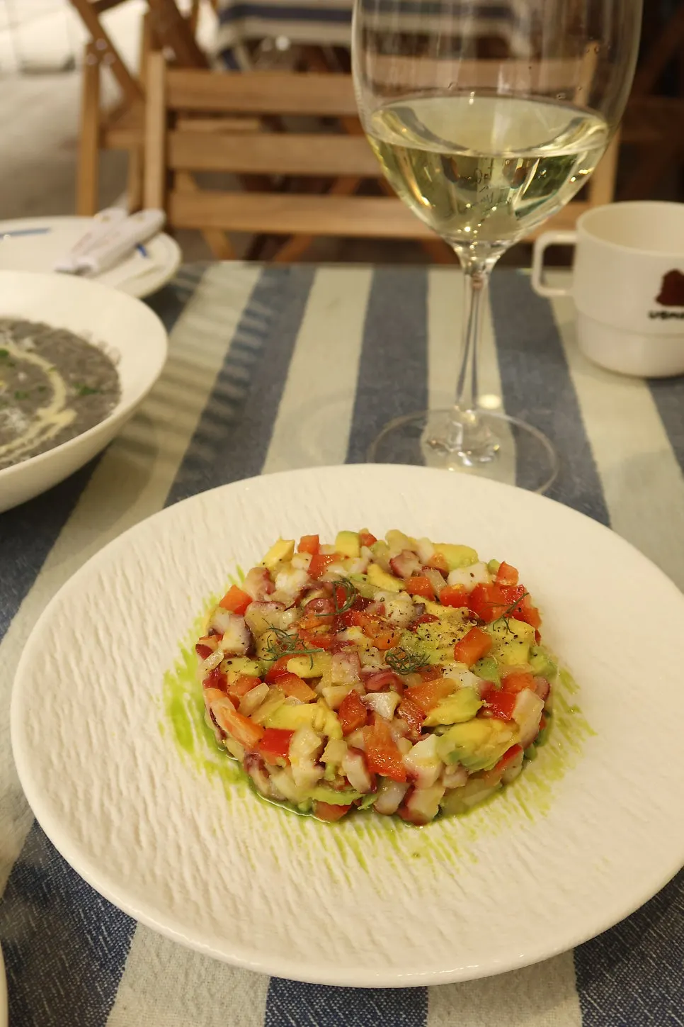 Octopus avocado carpaccio and risotto