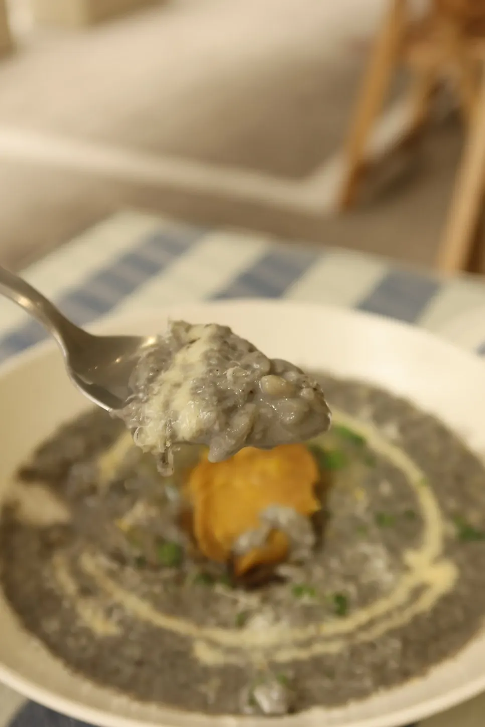 Abalone squid ink risotto