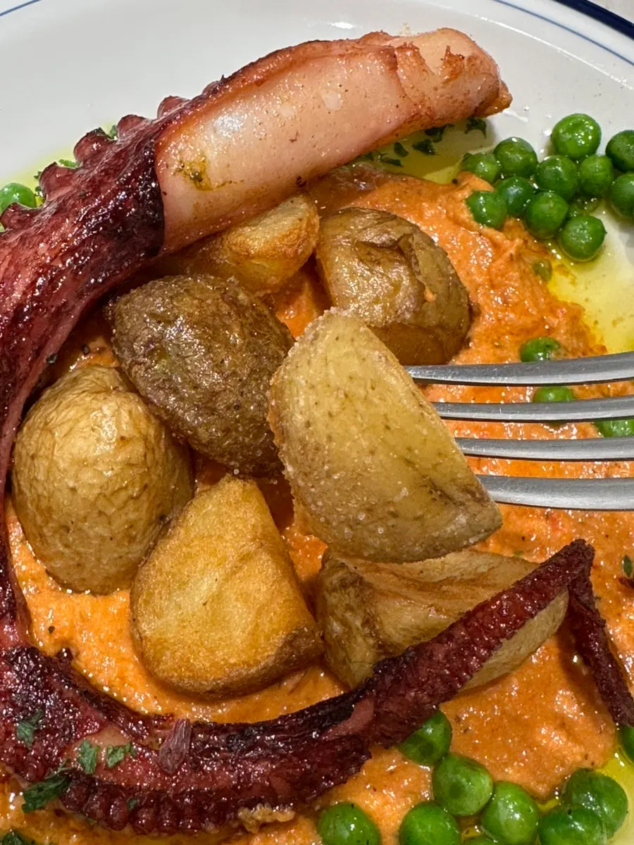 Tenderly cooked octopus and romesco sauce