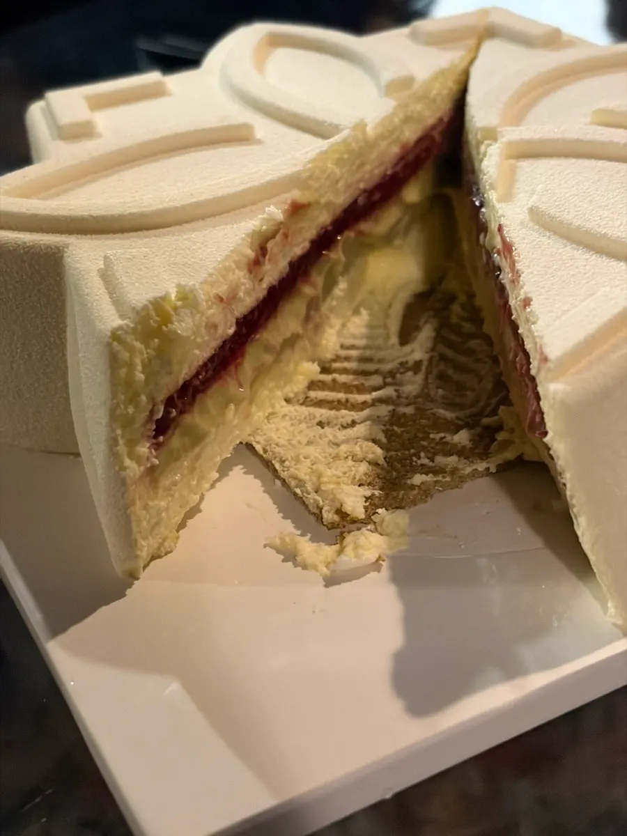 Birthday cake with a silver candle
