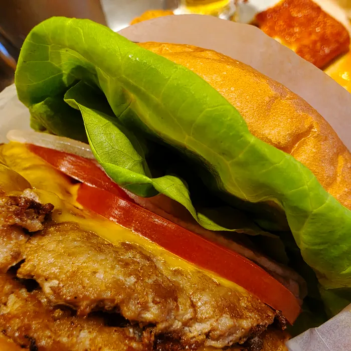 Double beef patties with lettuce and tomato