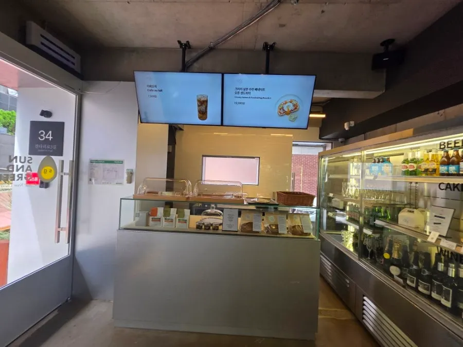 1st floor order counter and brunch menu signage at Seowon Angil