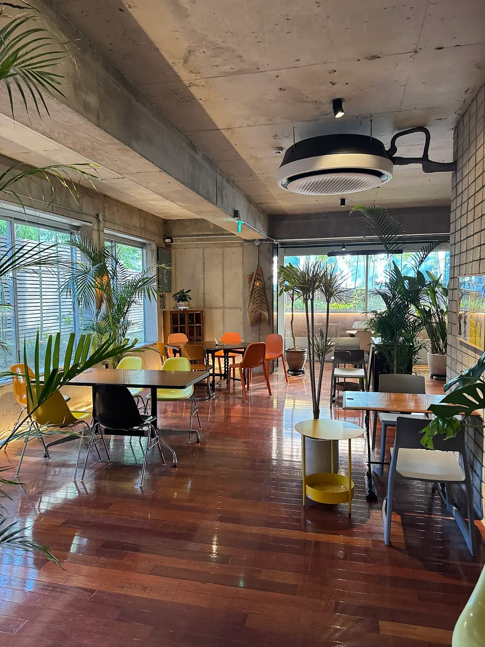Interior with exposed concrete and wood tones