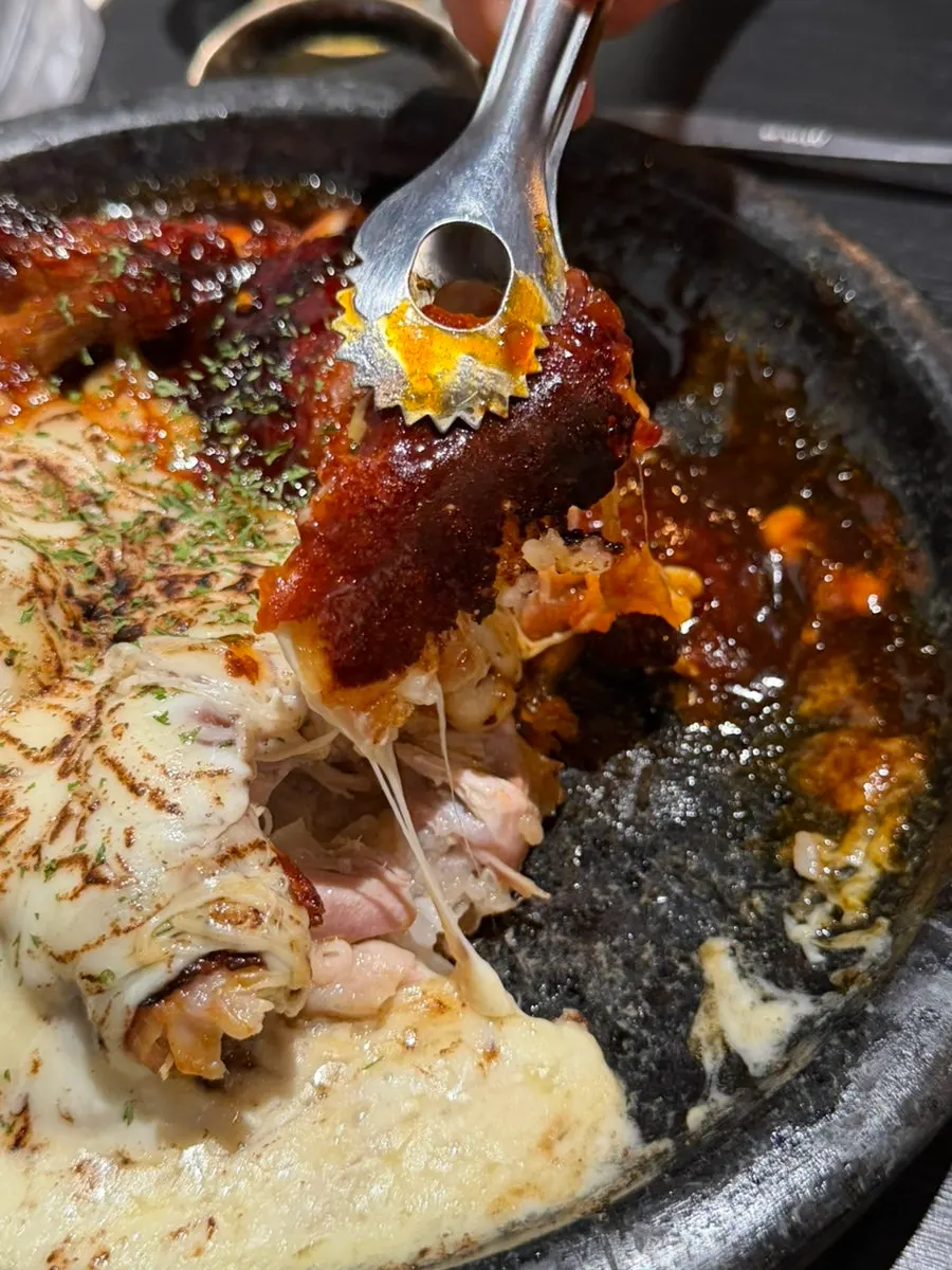 Scorched rice (nurungji) pressed under the stone plate