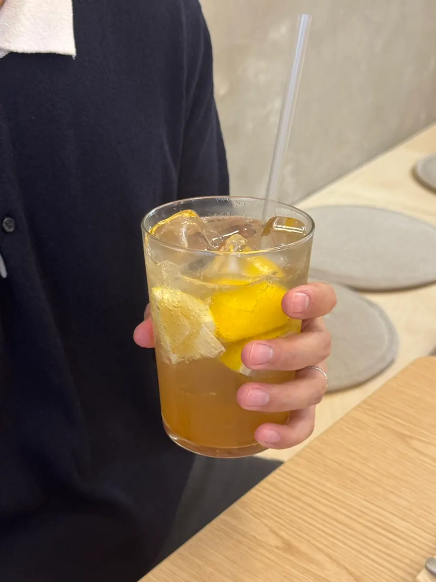 Iced latte and lemonade on the table