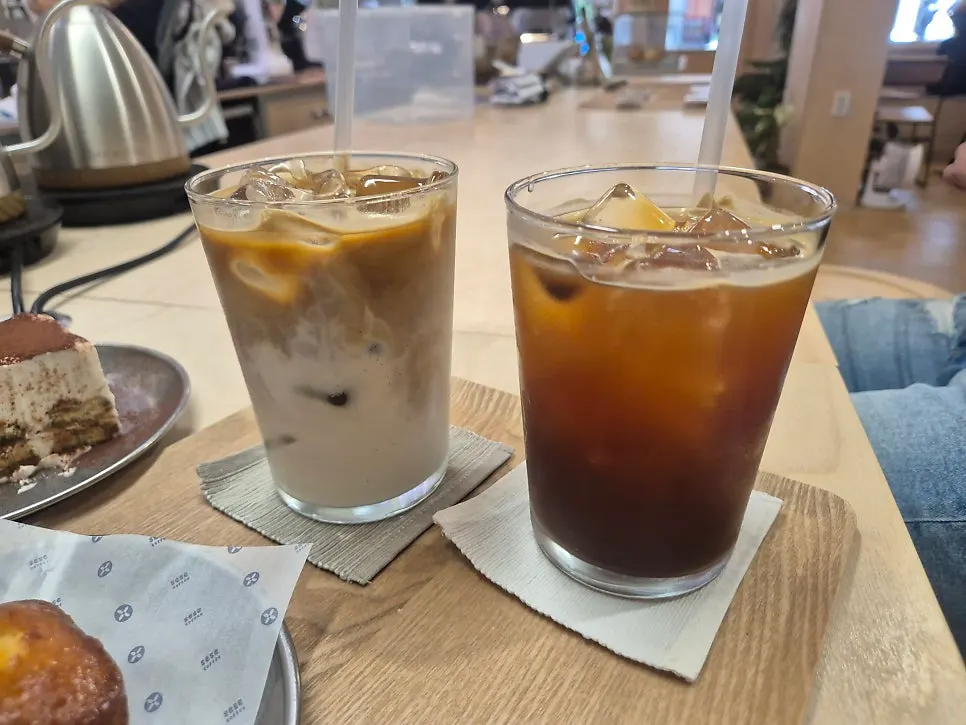 Ordered coffee and dessert set on the table