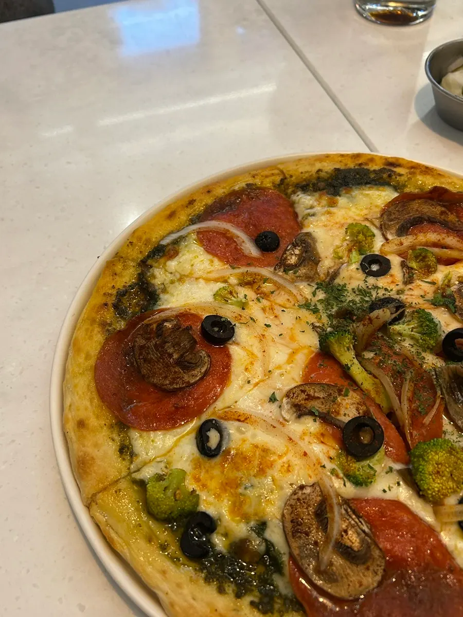 Full view of the Super Combination Pizza