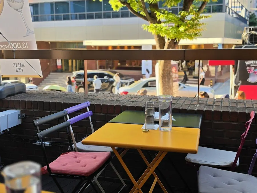 Outdoor terrace seating at Seventy Four Myeongdong Cathedral Main Branch