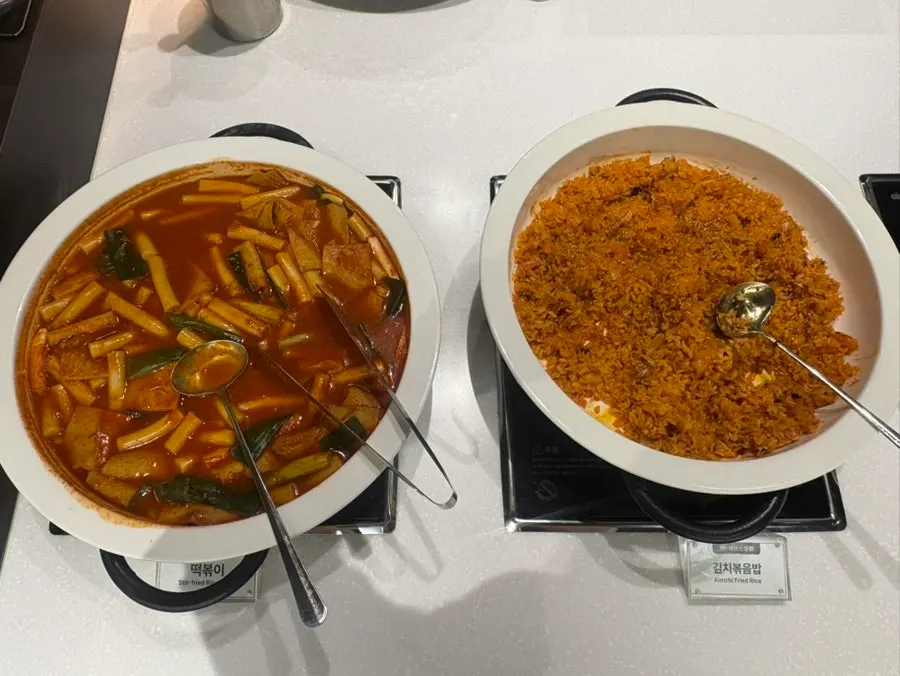 Bunsik corner with tteokbokki and kimchi fried rice
