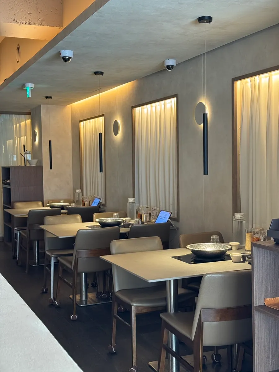 Calm-toned interior view of the restaurant