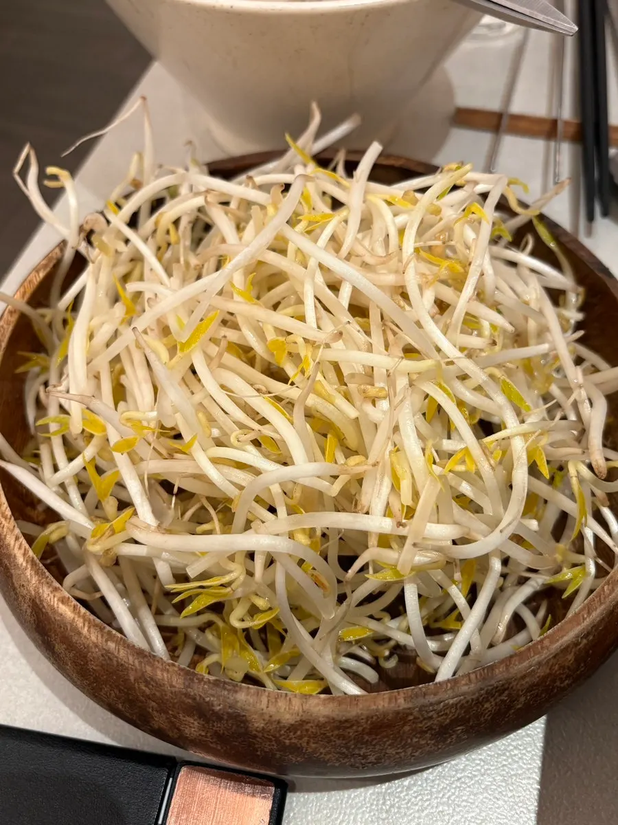 Pot of shabu-shabu with added bean sprouts