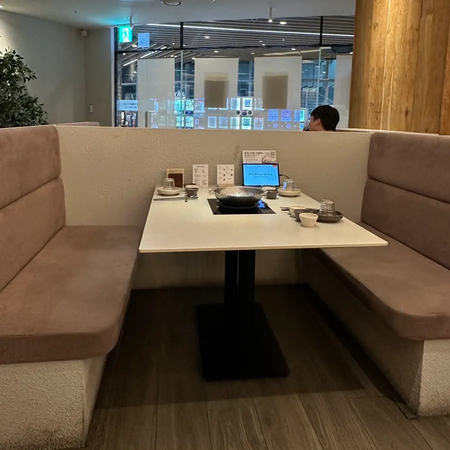 Private room and group seating area at Shabu in Seoul Hapjeong Branch