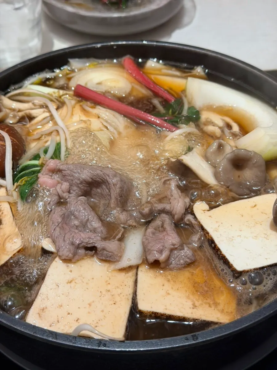 Sukiyaki broth simmering