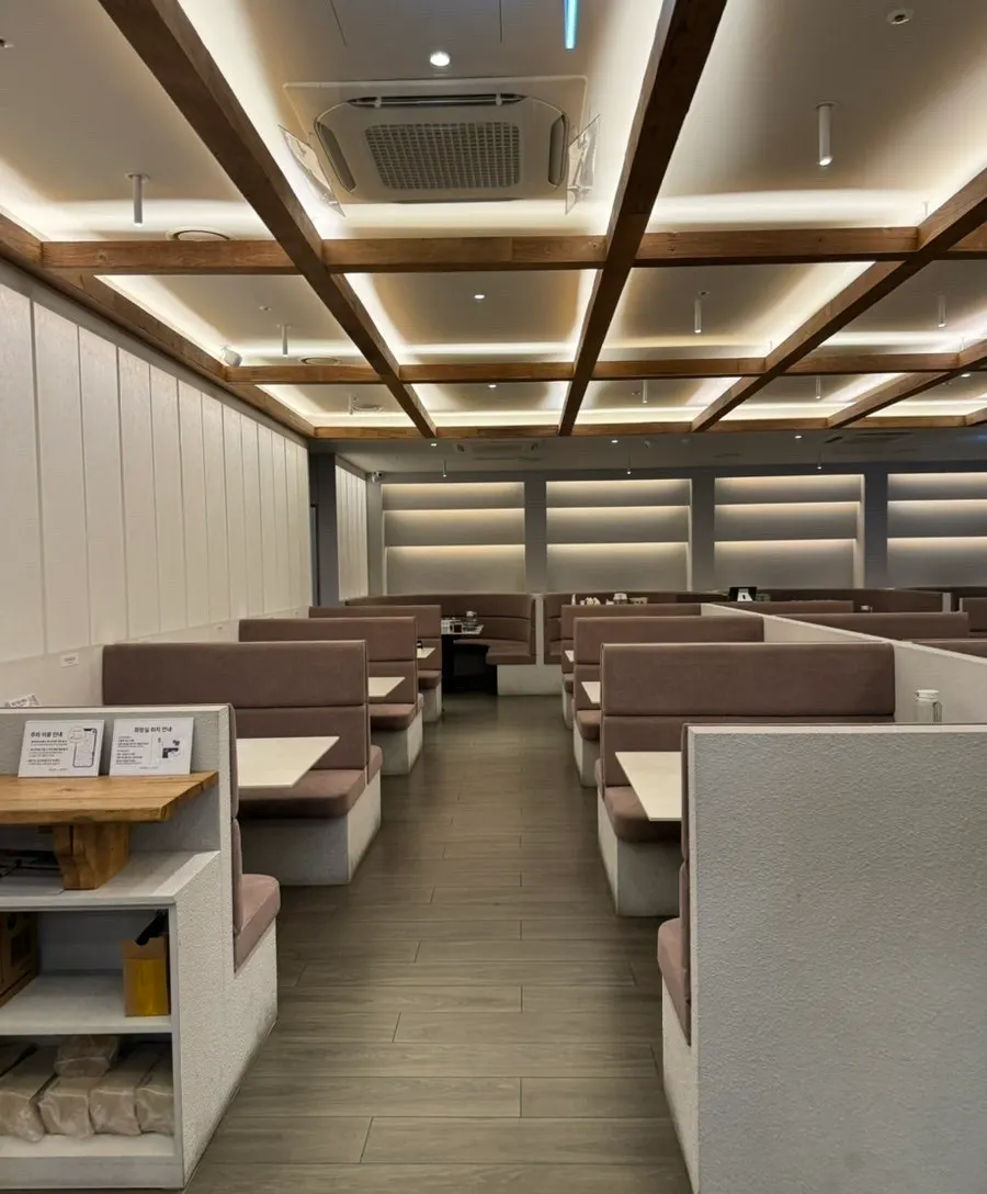 Softly lit interior of Shabu in Seoul Hapjeong Branch
