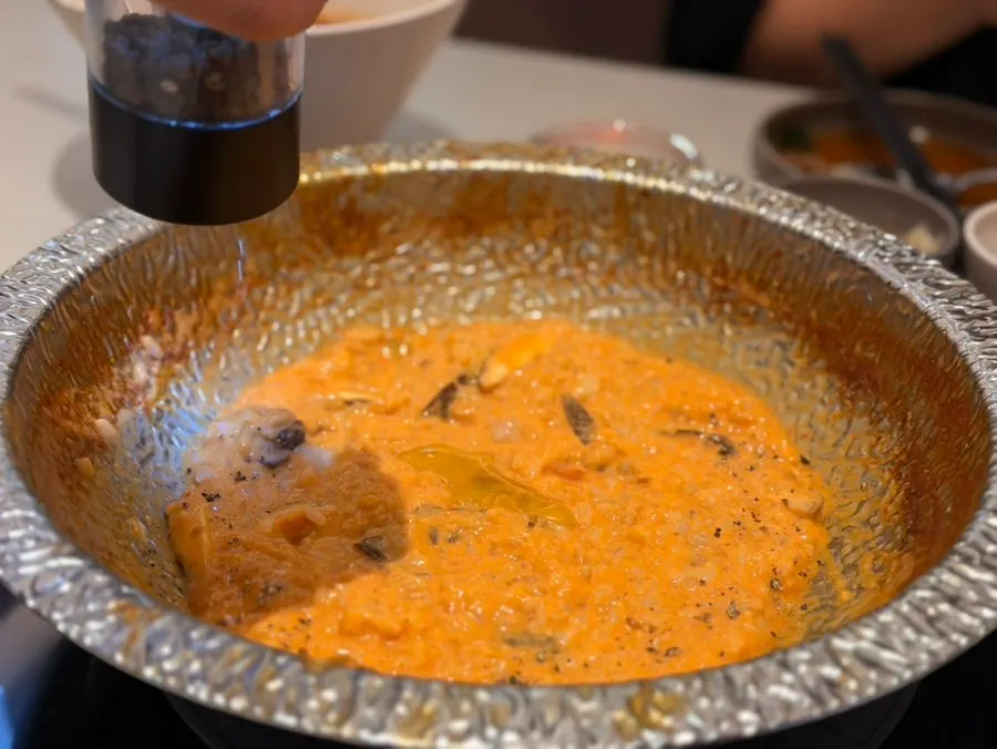 Finished rose risotto served with omija tea