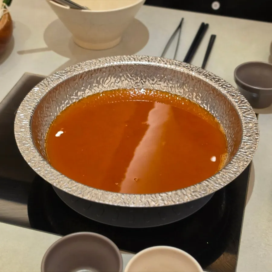 Full shabu-shabu spread set on the table