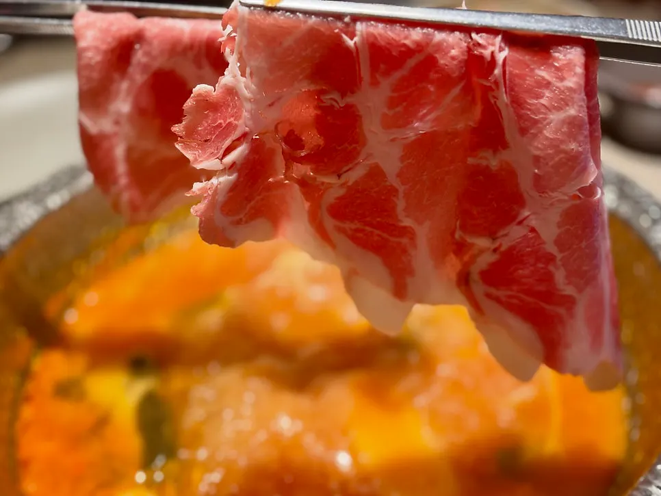Plate of thinly sliced grade-1 black pork neck