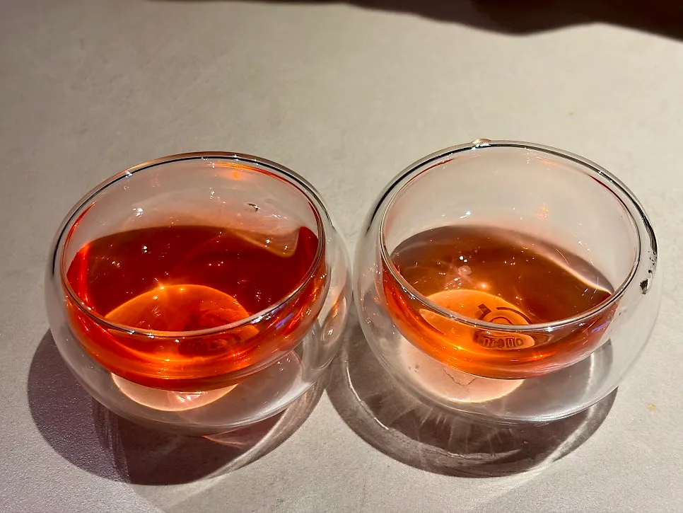 A cup of omija tea served for dessert