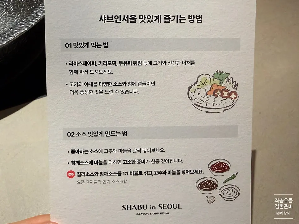 샤브샤브 맛있게 즐기는 방법 안내판