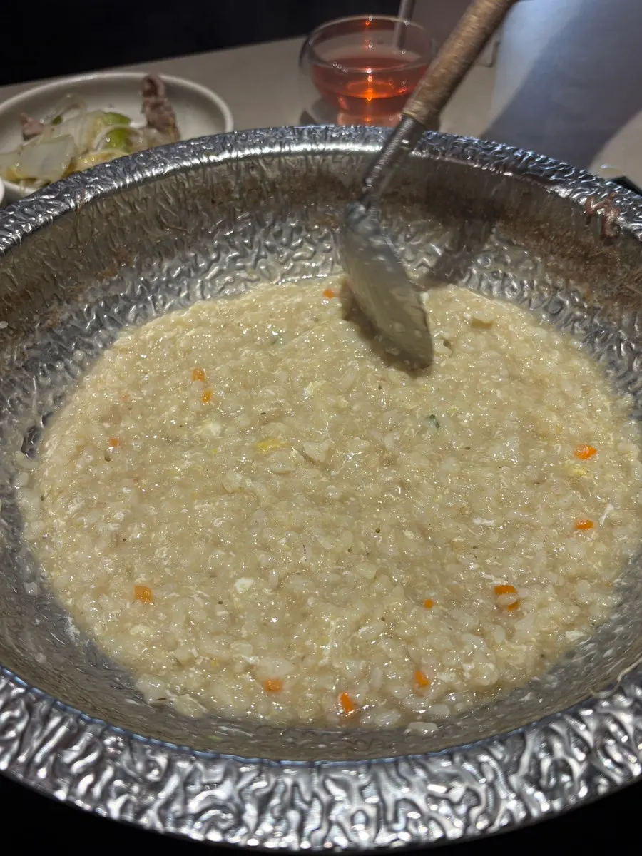 Ingredients being prepared for the egg porridge dessert