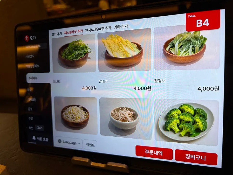 Informasi menu tambahan sayuran campur Shabu in Seoul