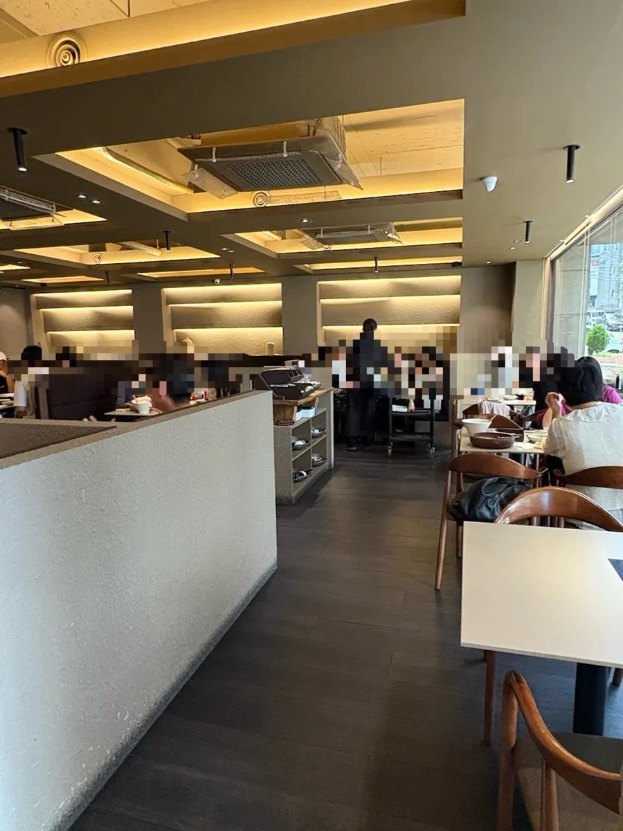 Sleek lighting inside the shabu-shabu restaurant
