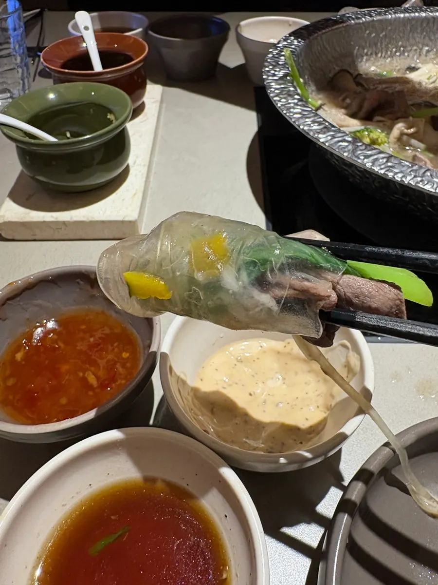 Table toward the end of the shabu-shabu meal