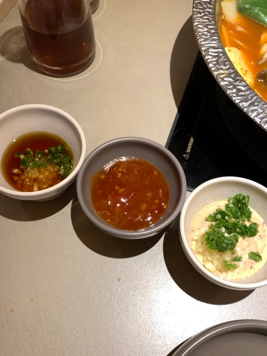 Shabu-shabu broth pot set up on the table