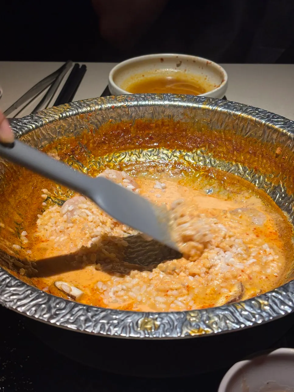 새우 네 마리가 들어간 후식 로제 리조또 재료