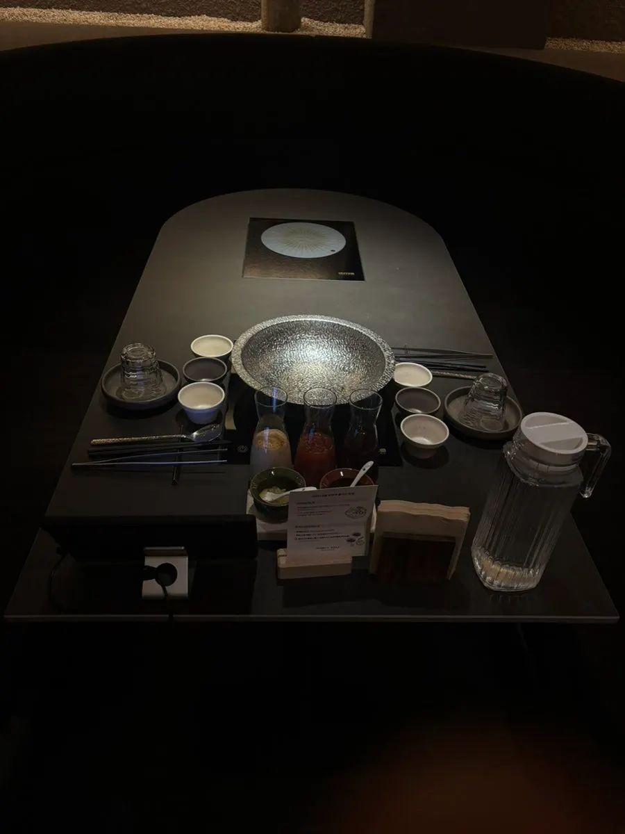 Widely spaced, private-feeling table seating at Shabu in Seoul