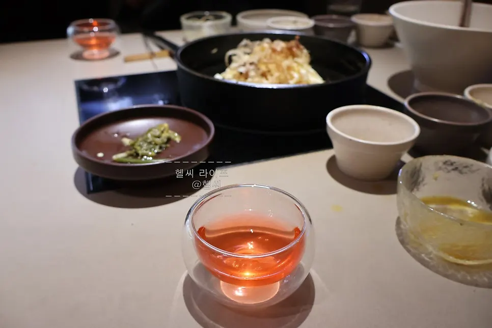 Omija tea served as dessert after the meal