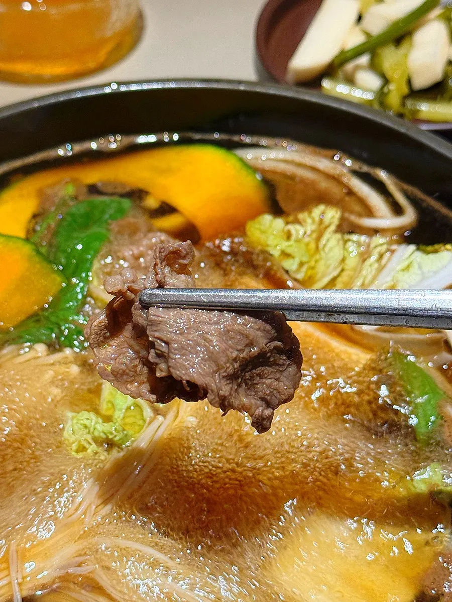 Sukiyaki pot bubbling away