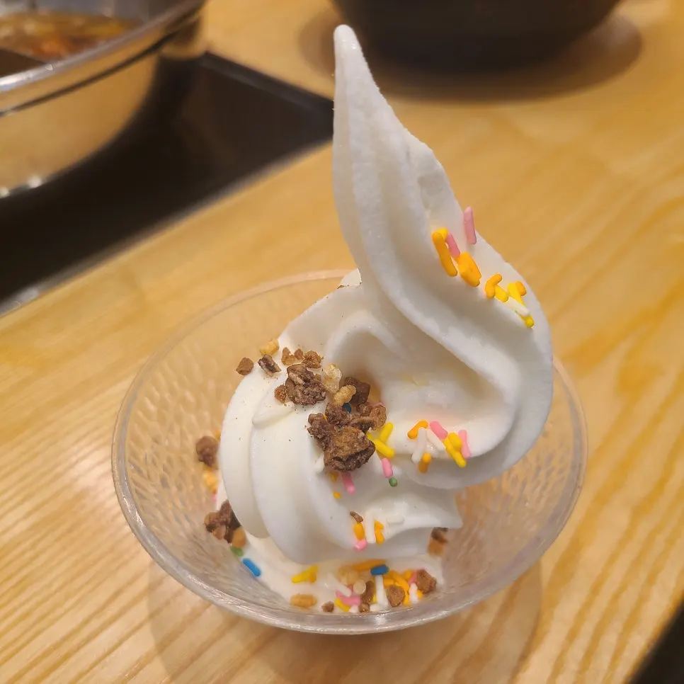 Ice cream enjoyed after the meal