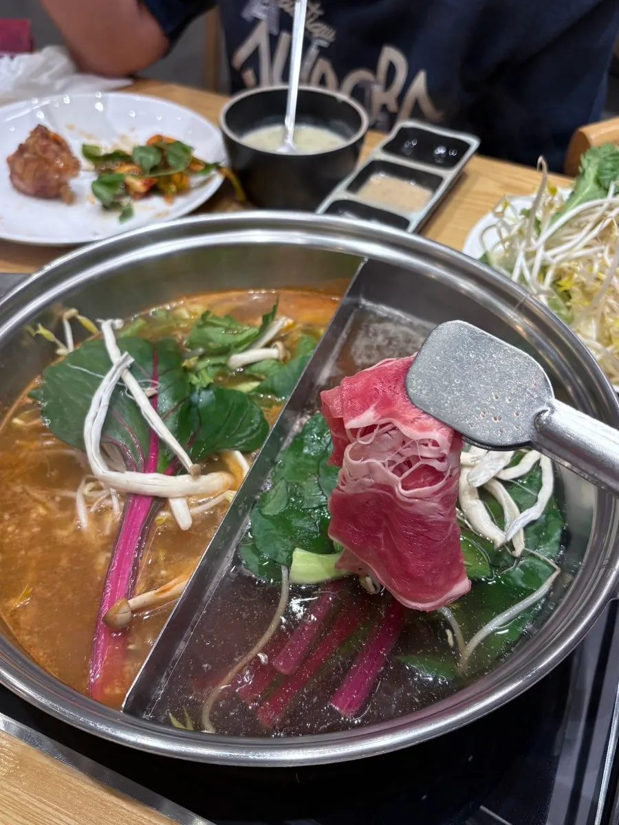 A plate of food from Shabu20's self-bar
