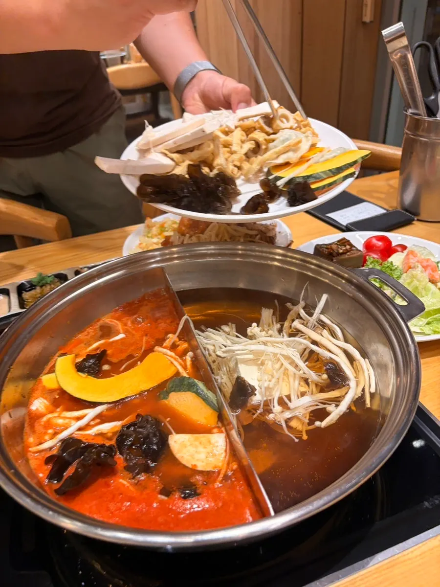 Deep-flavor shabu-shabu broth starting to boil