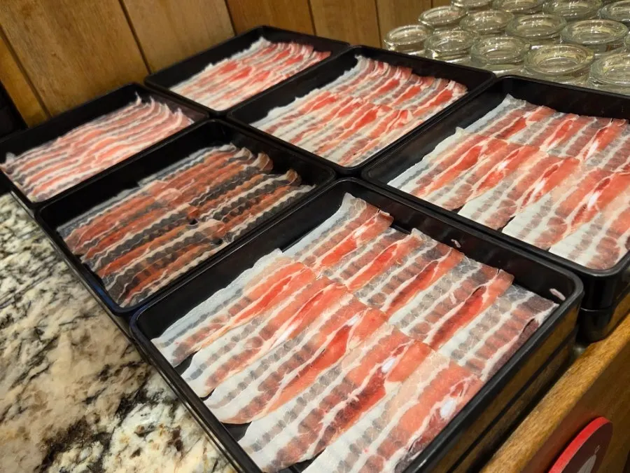 A plate of thinly sliced beef for shabu-shabu