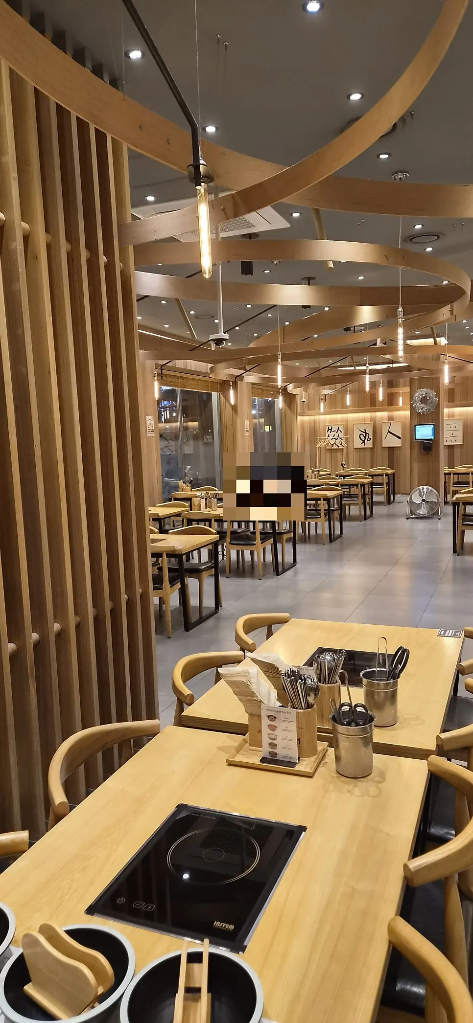 Restaurant seating with roomy table spacing