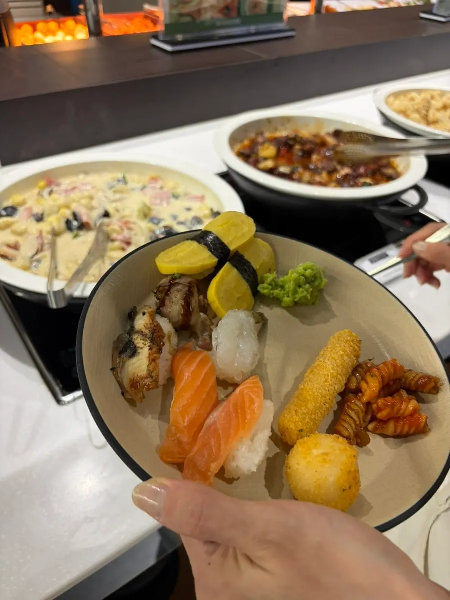 Sushi displayed at the sushi corner