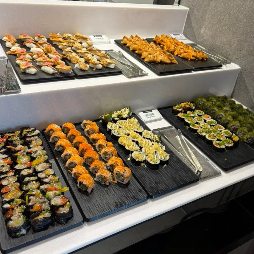 Unlimited sushi corner on display