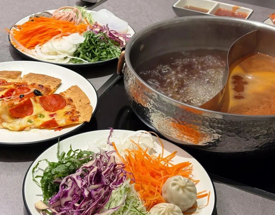 Table shared with mom over shabu-shabu