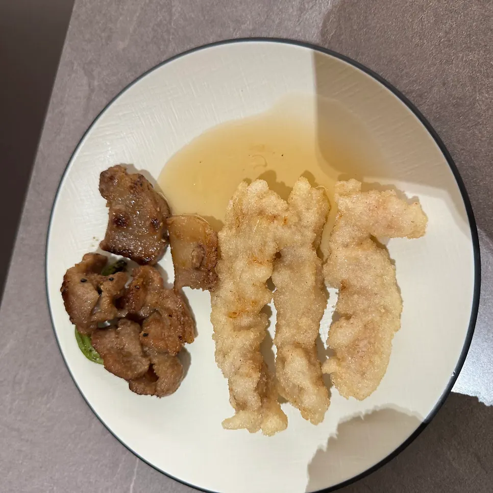 Plate of handmade tangsuyuk and pork ribs