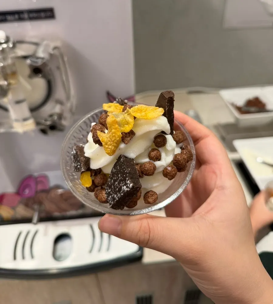 Dessert ice cream loaded with toppings