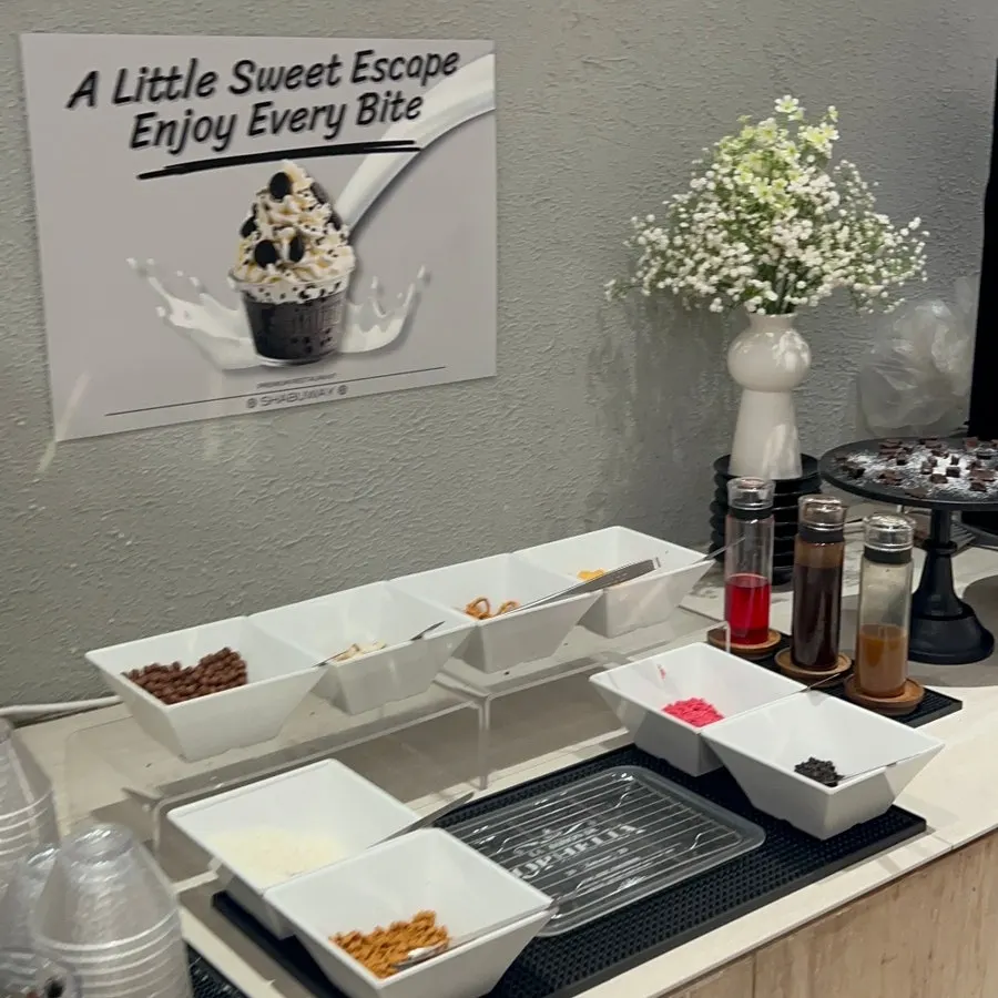 Ice cream corner at the self-service bar