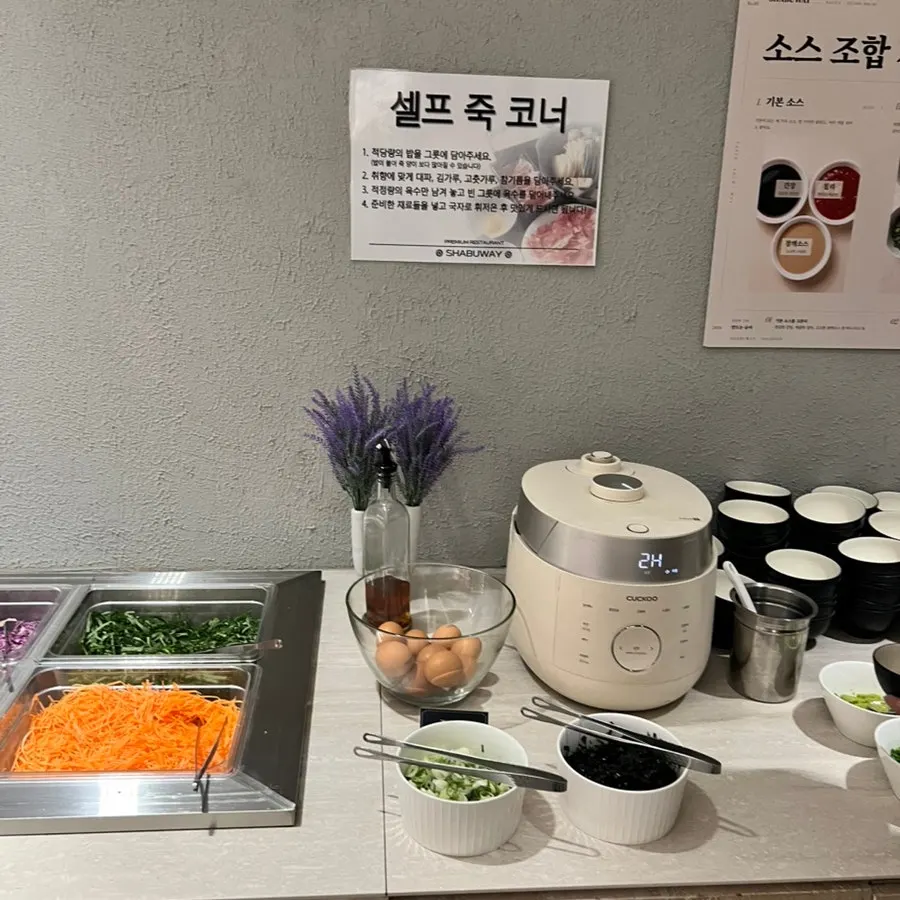 Hot food corner with fried food and pasta