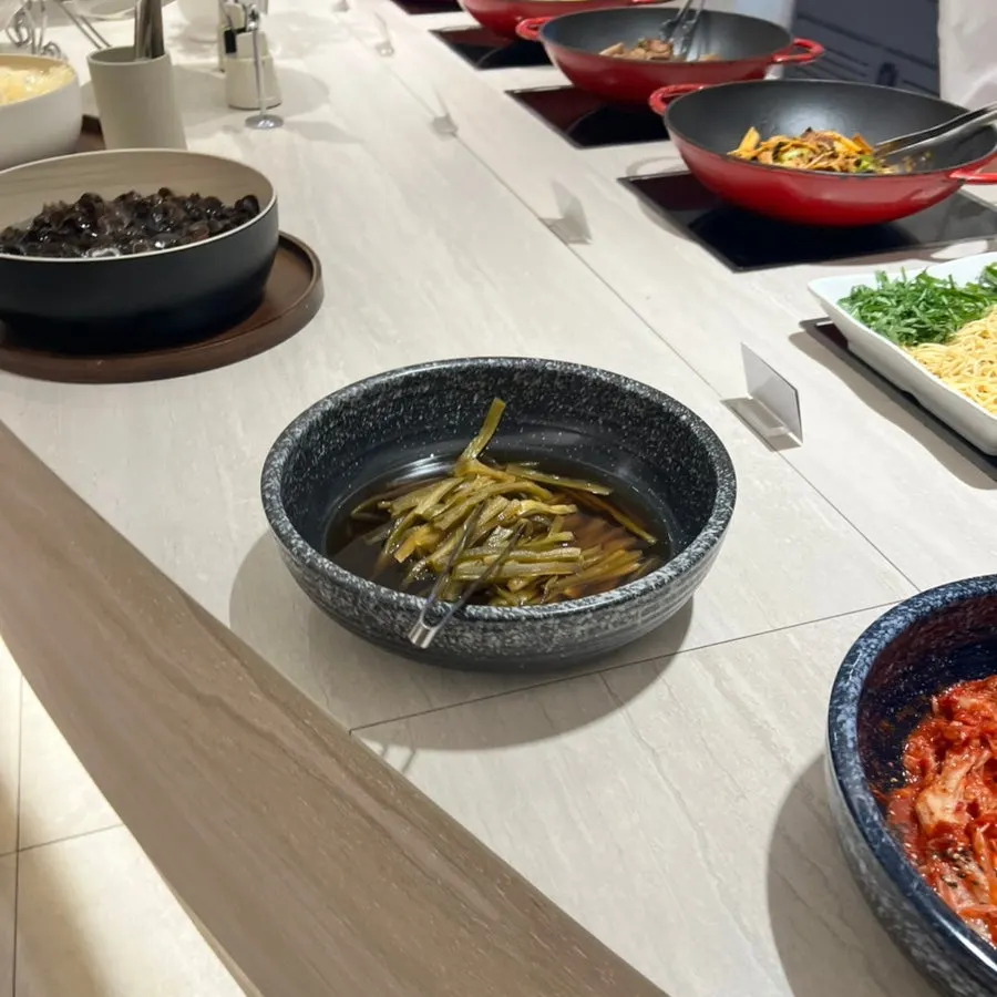 Korean dish corner at the self-service bar