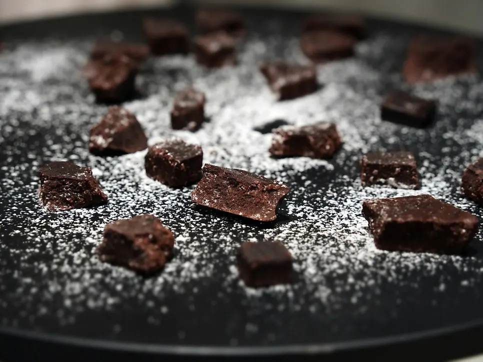 Handmade chocolate taken for dessert