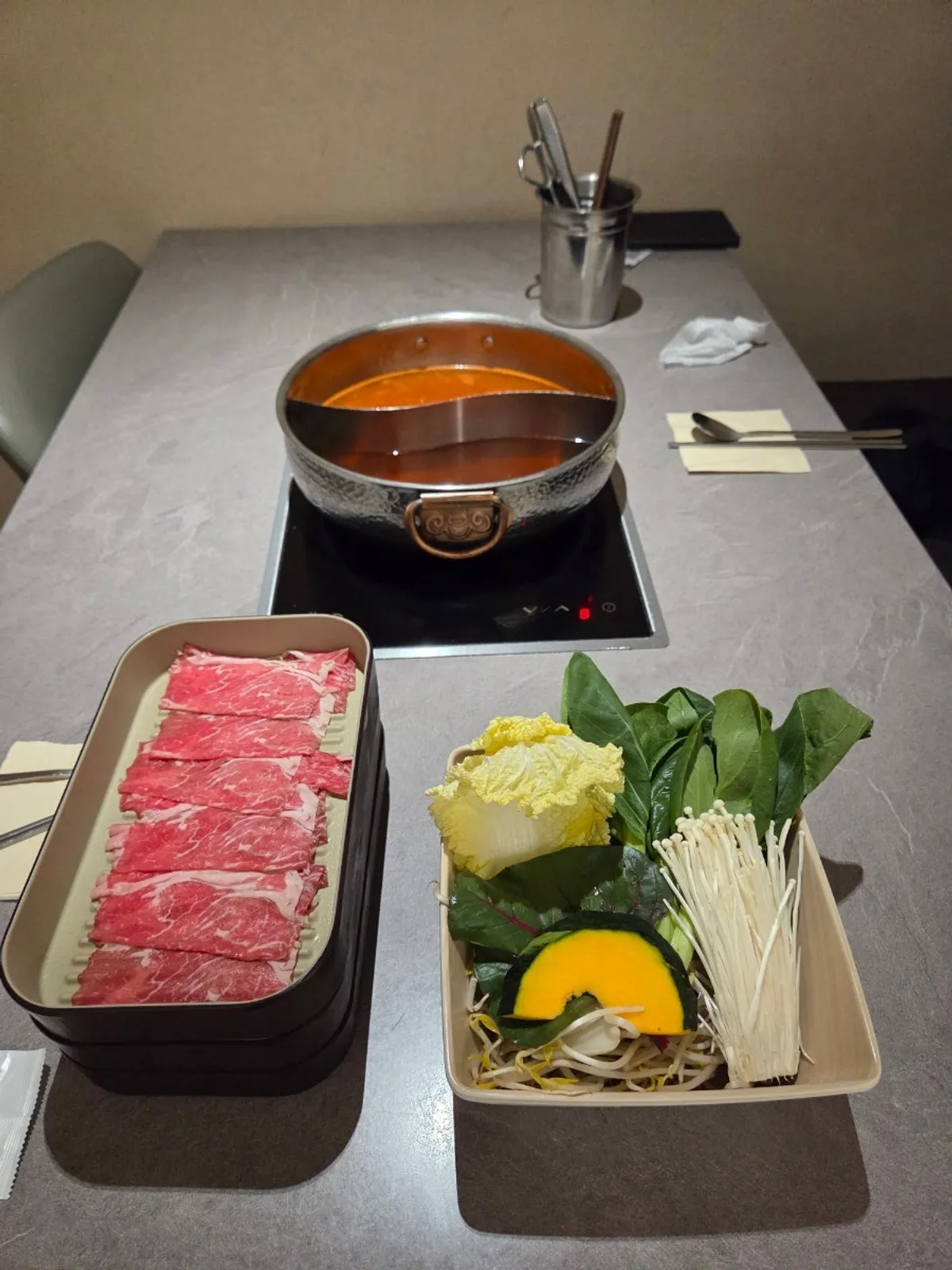 Basic shabu-shabu table setting