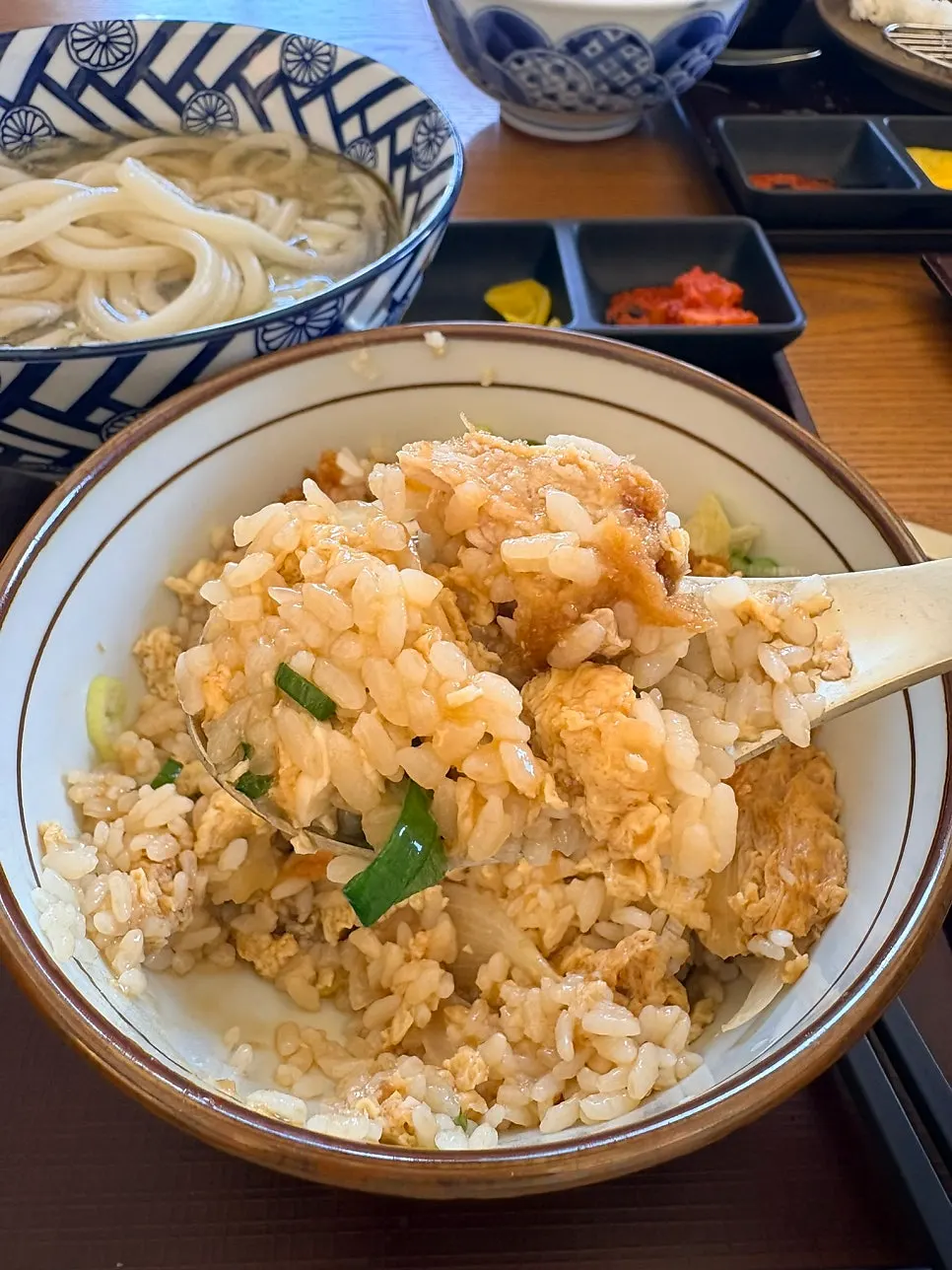 Components of the katsudon set pork cutlet